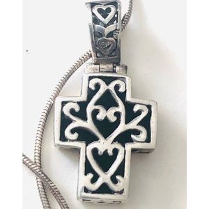 Reversible Cross pendant necklace 925 Silver Black Onyx Rope necklace